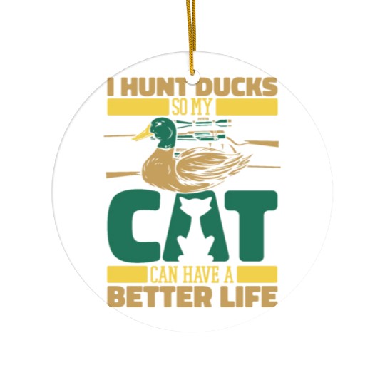 Duck Hunting Cat Ceramic Ornaments