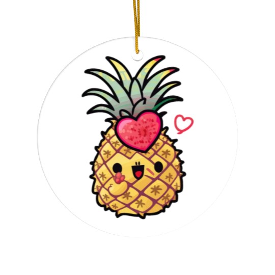 Cute Pineapple, Happy Pineapple Drawing, Ceramic Ornaments