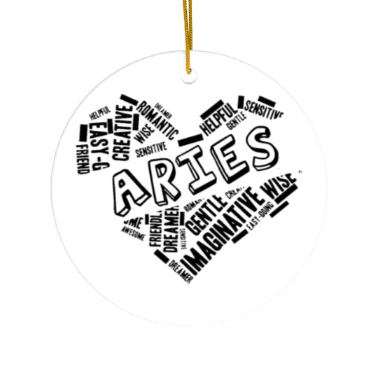Aries Heart Word Cloud Doodle Astrology Zodiac Sta Ceramic Ornaments