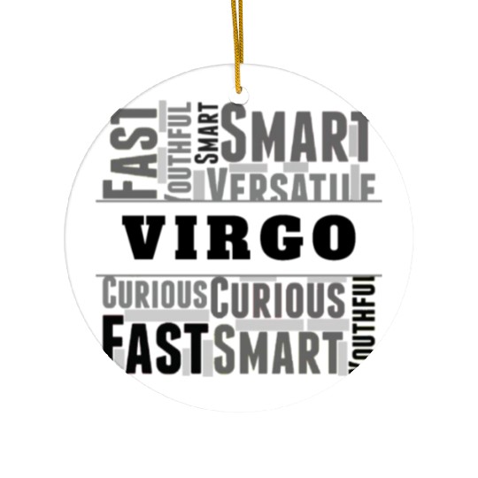 Virgo Zodiac Star Sign Word Cloud Square Monochrom Ceramic Ornaments