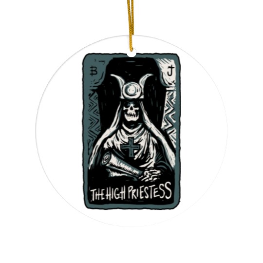 The High Priestess Skeleton Skull Tarot Card Ceramic Ornaments