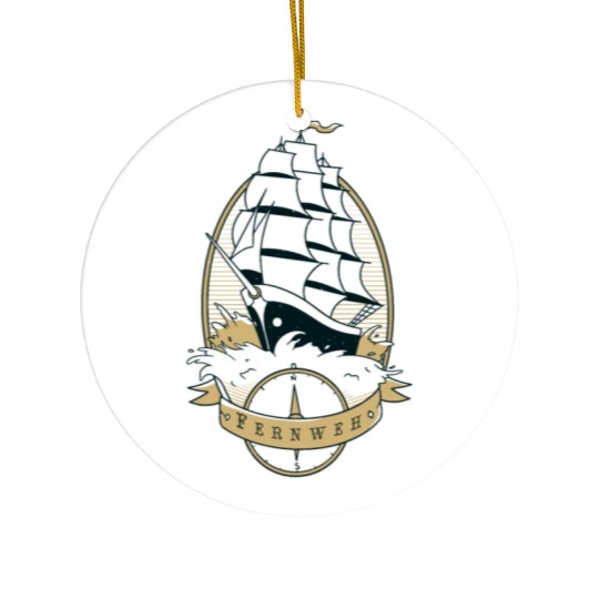 Old school ship waves sea sailing Old school ship Ceramic Ornaments