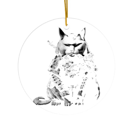 cool samurai cat Ceramic Ornaments