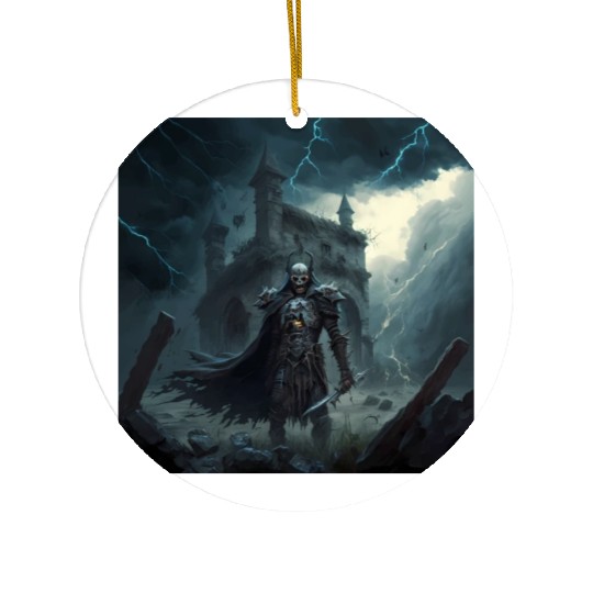 Death Knight in Thunderstorm Ceramic Ornaments
