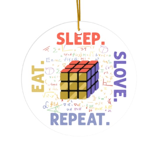 Eat Sleep Solve Repeat Math Speed Cubing Genie Ceramic Ornaments
