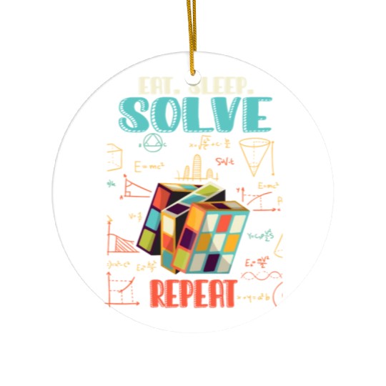 Eat Sleep Solve Repeat Math Speed Cubing Genie Ceramic Ornaments