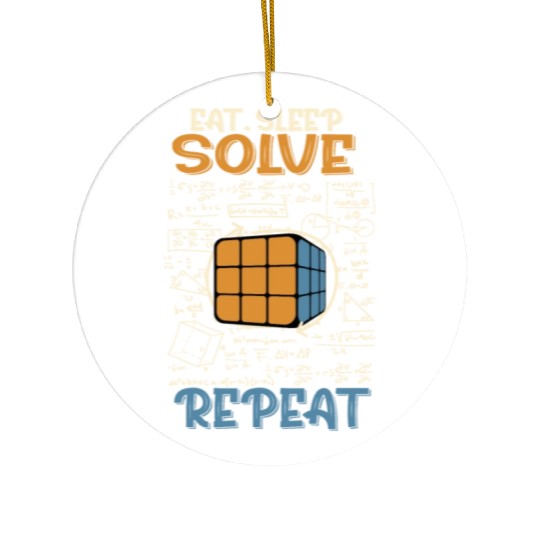 Eat Sleep Solve Repeat Math Speed Cubing Genie Ceramic Ornaments
