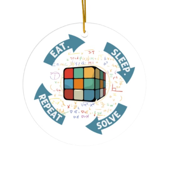 Eat Sleep Solve Repeat Math Speed Cubing Genie Ceramic Ornaments