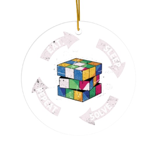Eat Sleep Solve Repeat Math Speed Cubing Genie Ceramic Ornaments