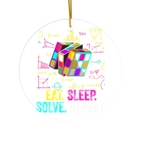 Eat Sleep Solve Repeat Math Speed Cubing Genie Ceramic Ornaments