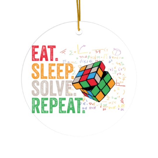 Eat Sleep Solve Repeat Math Speed Cubing Genie Ceramic Ornaments