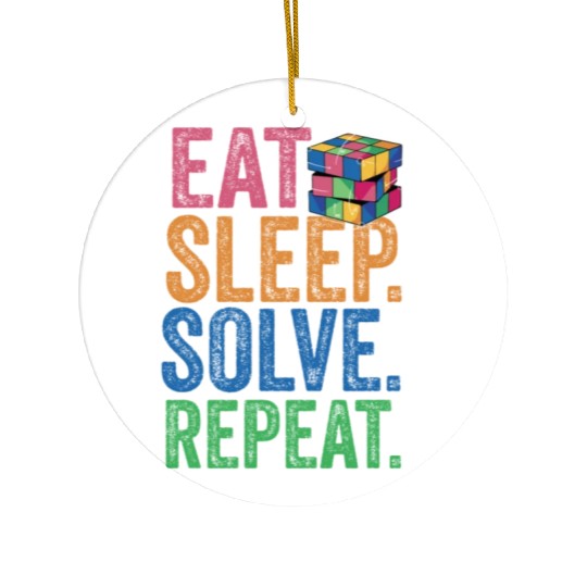Eat Sleep Solve Repeat Math Speed Cubing Genie Ceramic Ornaments