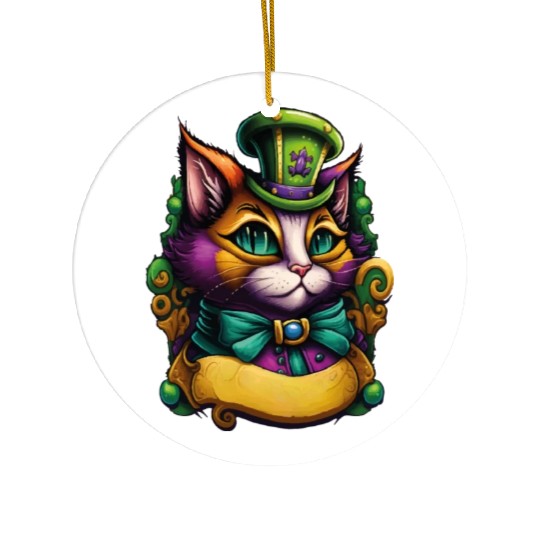 Cat Mardi Gras Ceramic Ornaments