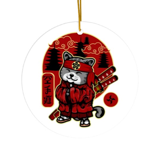 Samurai Cat Ceramic Ornaments