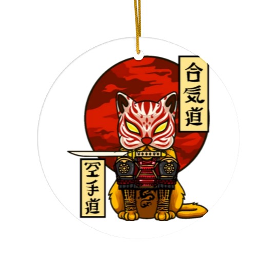 Samurai Cat Ceramic Ornaments