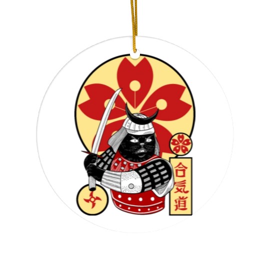 Samurai Cat Ceramic Ornaments