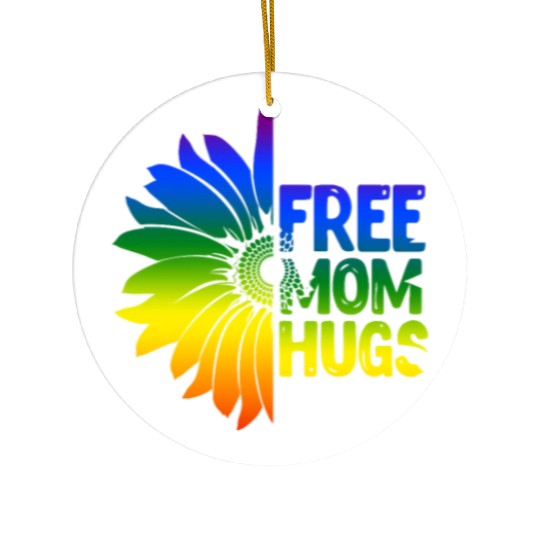 Free Mom Hugs, LGBT Sunflower Ceramic Ornaments