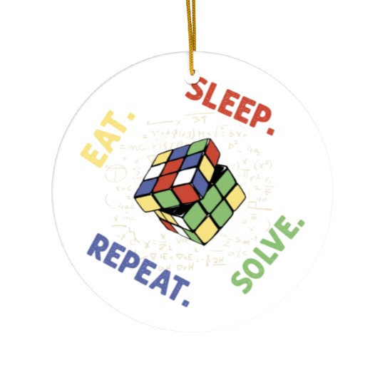 Eat Sleep Solve Repeat Math Speed Cubing Genie Ceramic Ornaments
