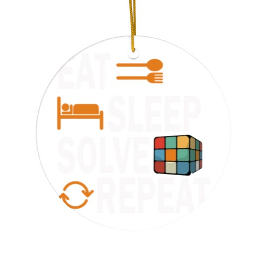 Eat Sleep Solve Repeat Math Speed Cubing Genie Ceramic Ornaments