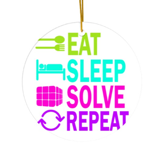 Eat Sleep Solve Repeat Math Speed Cubing Genie Ceramic Ornaments
