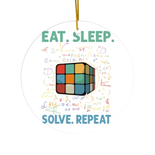 Eat Sleep Solve Repeat Math Speed Cubing Genie Ceramic Ornaments