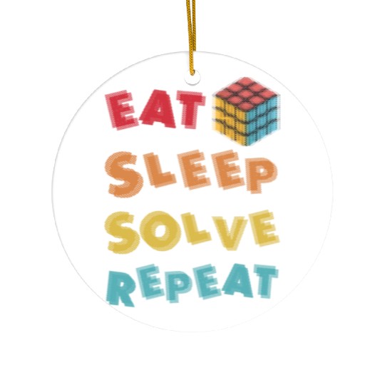 Eat Sleep Solve Repeat Math Speed Cubing Genie Ceramic Ornaments