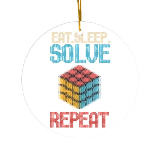 Eat Sleep Solve Repeat Math Speed Cubing Genie Ceramic Ornaments