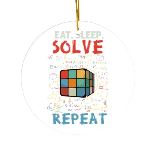 Eat Sleep Solve Repeat Math Speed Cubing Genie Ceramic Ornaments