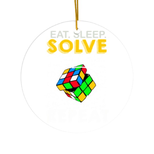 Eat Sleep Solve Repeat Math Speed Cubing Genie Ceramic Ornaments