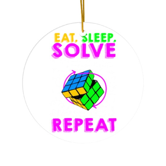 Eat Sleep Solve Repeat Math Speed Cubing Genie Ceramic Ornaments