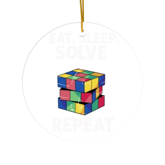 Eat Sleep Solve Repeat Math Speed Cubing Genie Ceramic Ornaments