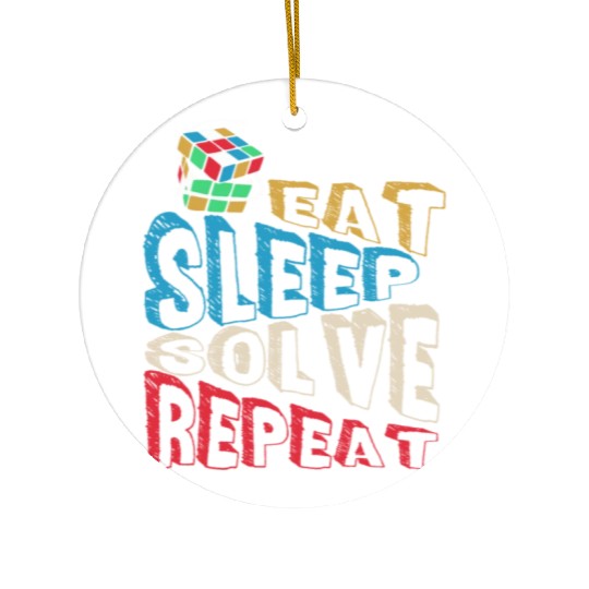 Eat Sleep Solve Repeat Math Speed Cubing Genie Ceramic Ornaments