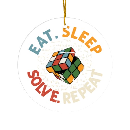 Eat Sleep Solve Repeat Math Speed Cubing Genie Ceramic Ornaments