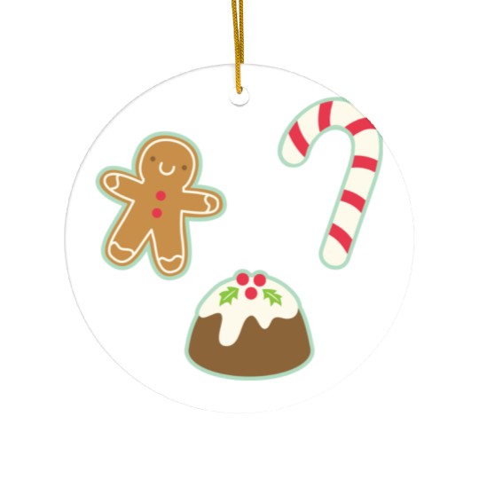 Cute Gingerbread Man Candy Cane and Christmas Ceramic Ornaments