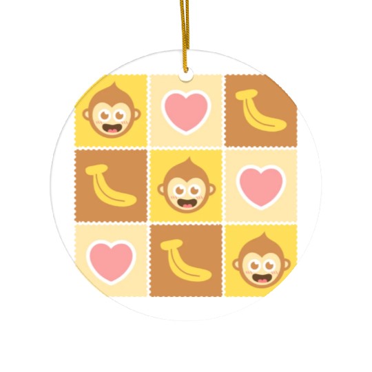 Cute Monkey and Banana Pattern Ceramic Ornaments