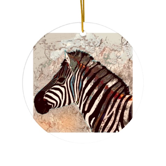 Zebra with neon colors Ceramic Ornaments