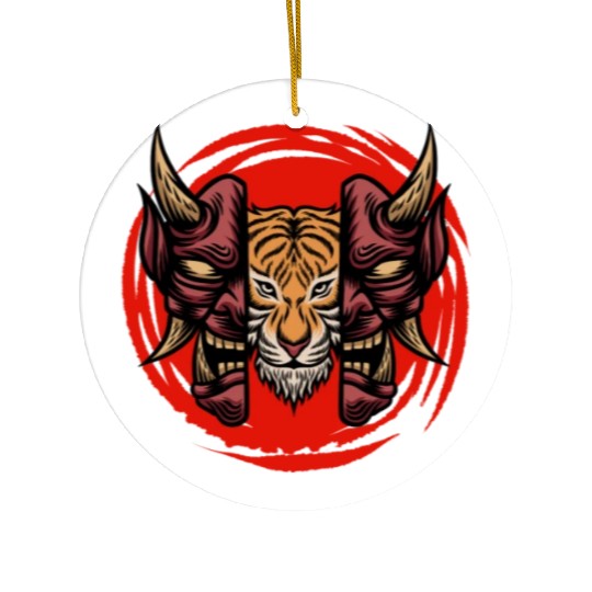 Bushido kabuki samurai japan graphic devil tiger m Ceramic Ornaments
