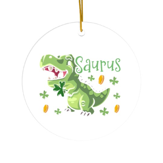 Lucky Saurus For A Day Dinosaur St. Patrick's Day Ceramic Ornaments