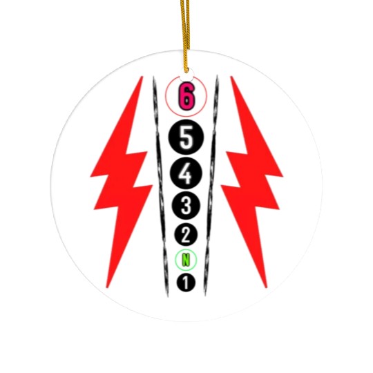 RED LIGHTNING BOLT MOTORCYCLE SHIFT PATTERN Ceramic Ornaments