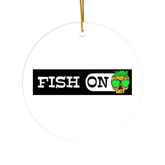 Fish ON pineapple Sticker go fishing mode Ceramic Ornaments