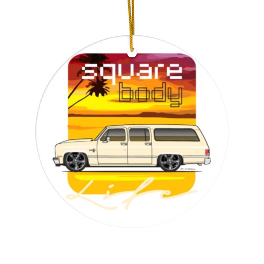 square Santa Fe Tan Ceramic Ornaments