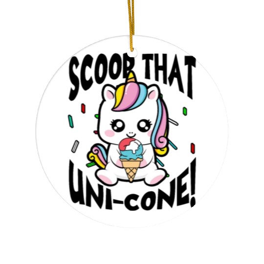 Rainbow Cute Unicorn Ice Cream Lover Mythical Ceramic Ornaments