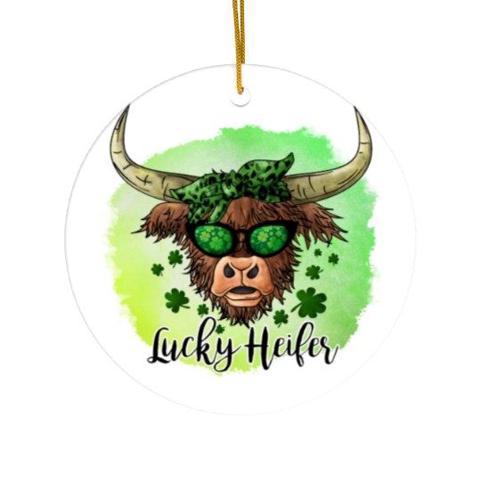 St Patricks Day Irish Lucky Heifer Cattle Farmer Ceramic Ornaments
