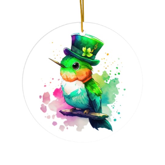St Patrick's Day Irish Hummingbird Saint Patrick Ceramic Ornaments