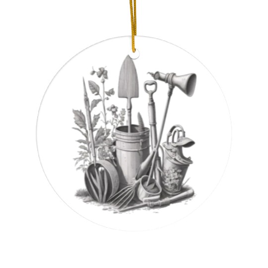 Florist Gardener Dad Grayscale Gardening Tools Ceramic Ornaments