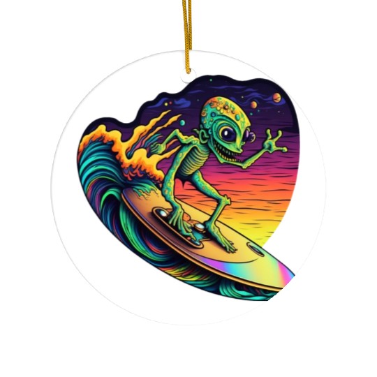 Alien Surfing Ceramic Ornaments