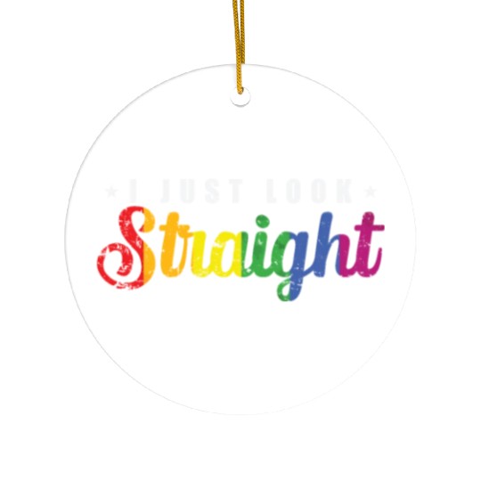 I just look straight LGBT Rainbow Pride Ceramic Ornaments