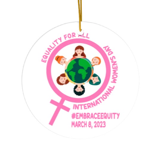 International Women's Day: Equality for Al Embrace Ceramic Ornaments