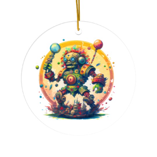 Inca,Maya robot warrior Ceramic Ornaments