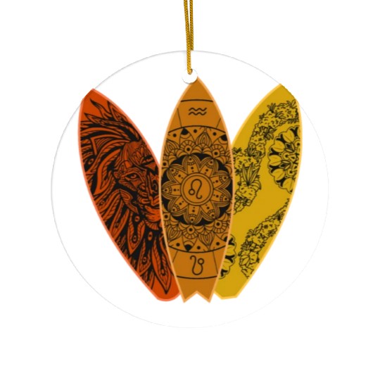 Leo Lion Zodiac Sign Surfboard Surfing Horoscope Ceramic Ornaments